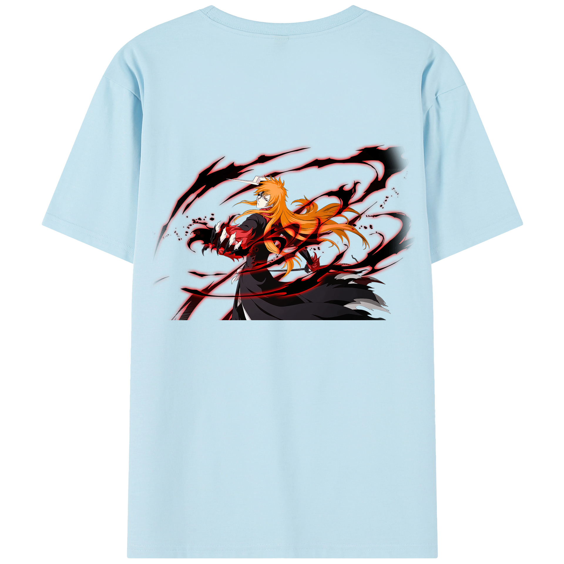 （画像用） ブリーチ 黒崎一護（くろさき いちご）BLEACH Kurosaki Ichigo 綿100％半袖Tシャツ（背面プリント）